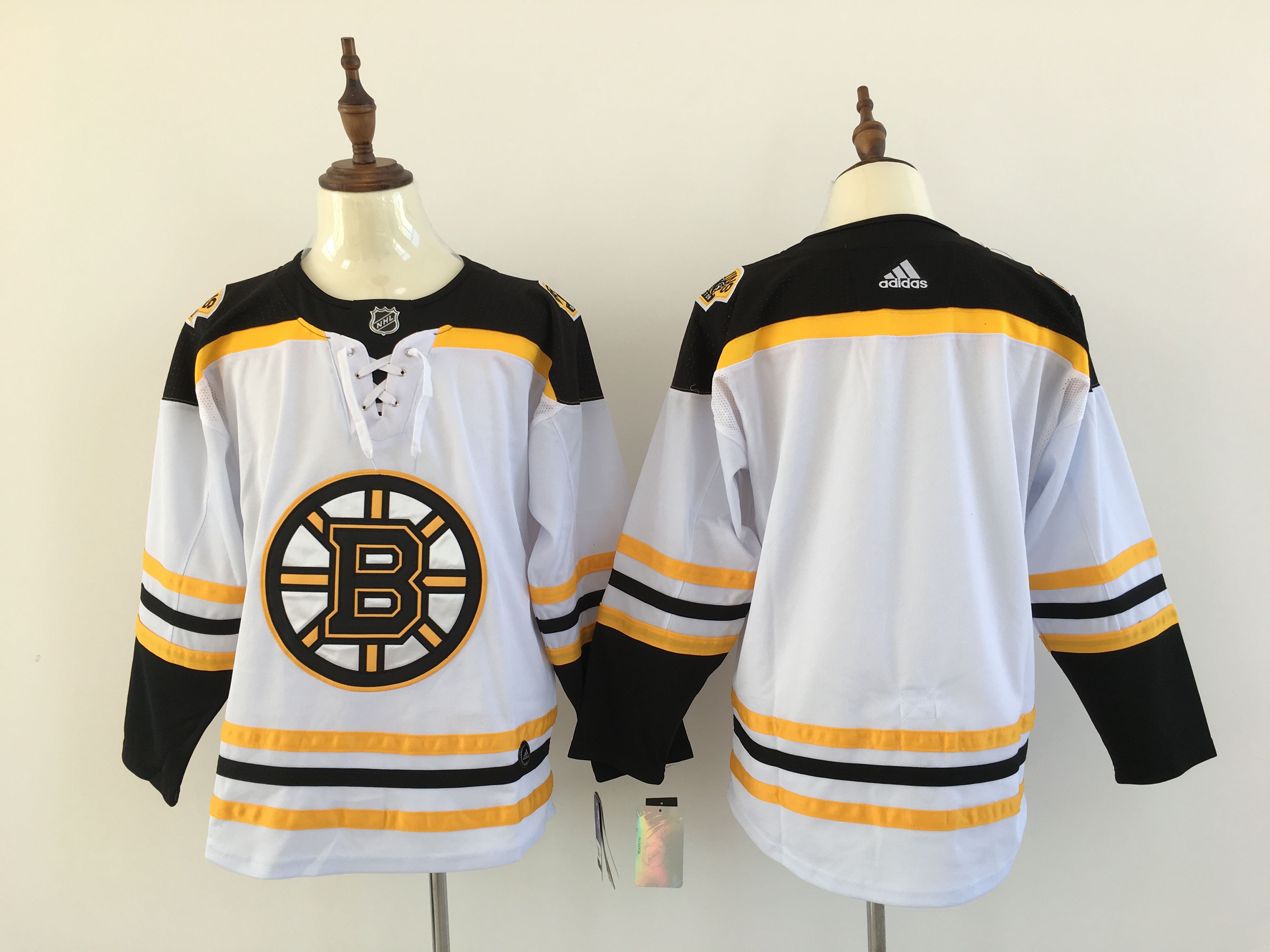 Men Boston Bruins Blank White Hockey Stitched Adidas NHL Jerseys